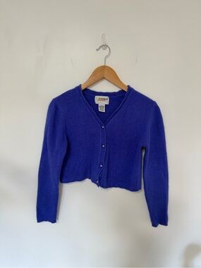 Vintage Exchange Unlimited Women’s Med Blue Angora Rabbit Hair Cropped Cardigan